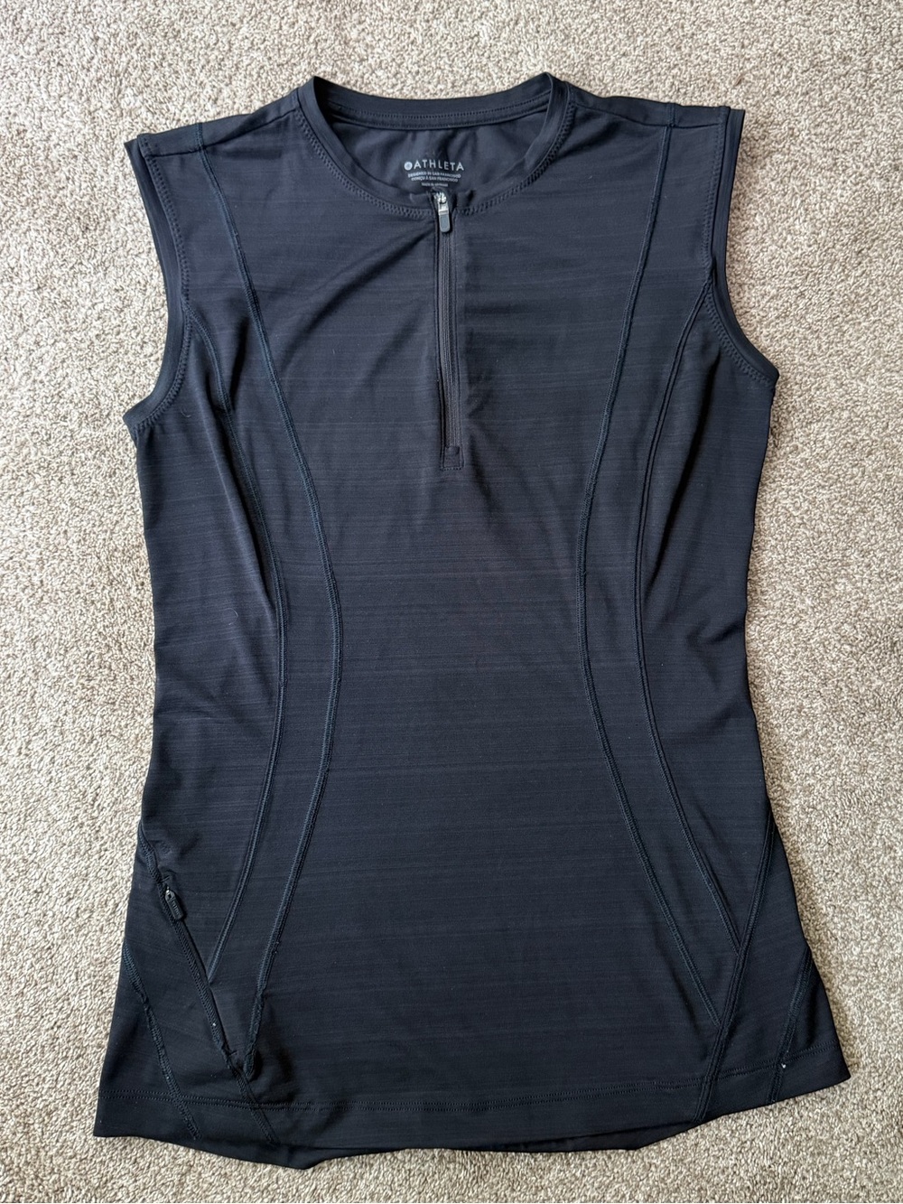 Athleta Black Momentum Sleeveless Quarter Zip Athletic Tank. Size XS